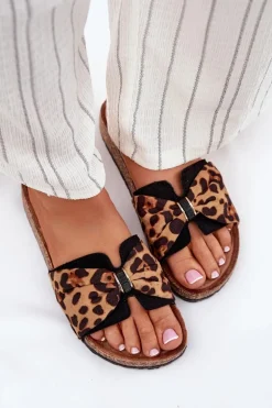 Klapki Damskie Na Korkowej Platformie Panterka Mevuna