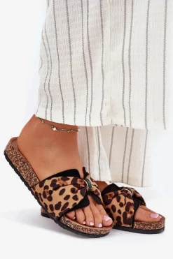 Klapki Damskie Na Korkowej Platformie Panterka Mevuna