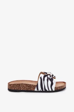 Klapki Damskie Na Korkowej Platformie Zebra Mevuna