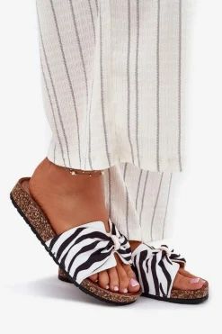 Klapki Damskie Na Korkowej Platformie Zebra Mevuna