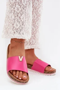 Klapki Damskie Na Korkowej Platformie Z Ozdobnym Detalem Fuksja Vessira