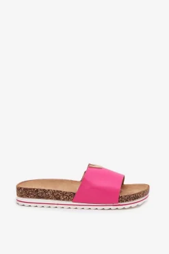 Klapki Damskie Na Korkowej Platformie Z Ozdobnym Detalem Fuksja Vessira