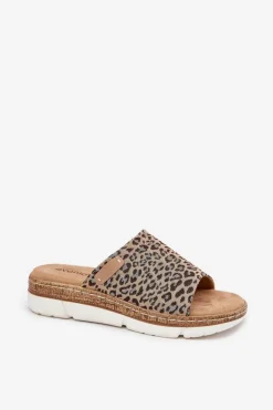 Klapki Damskie Na Koturnie Panterka Norozi