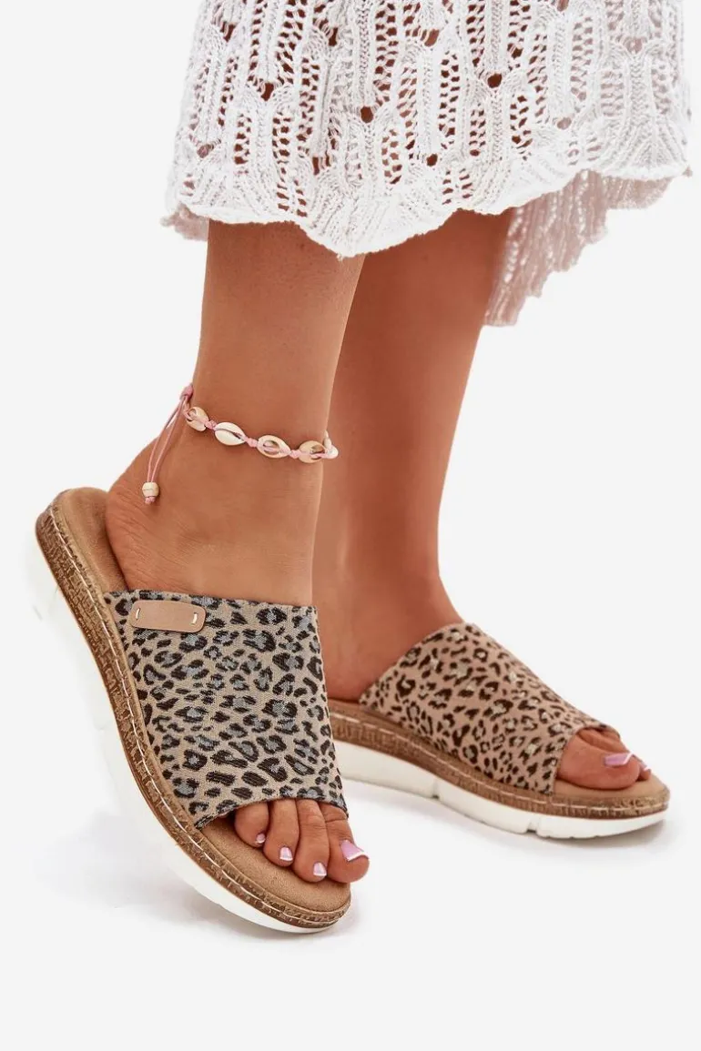 Klapki Damskie Na Koturnie Panterka Norozi