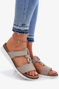 Klapki Damskie Na Koturnie Inblu CN0007GU Beżowe