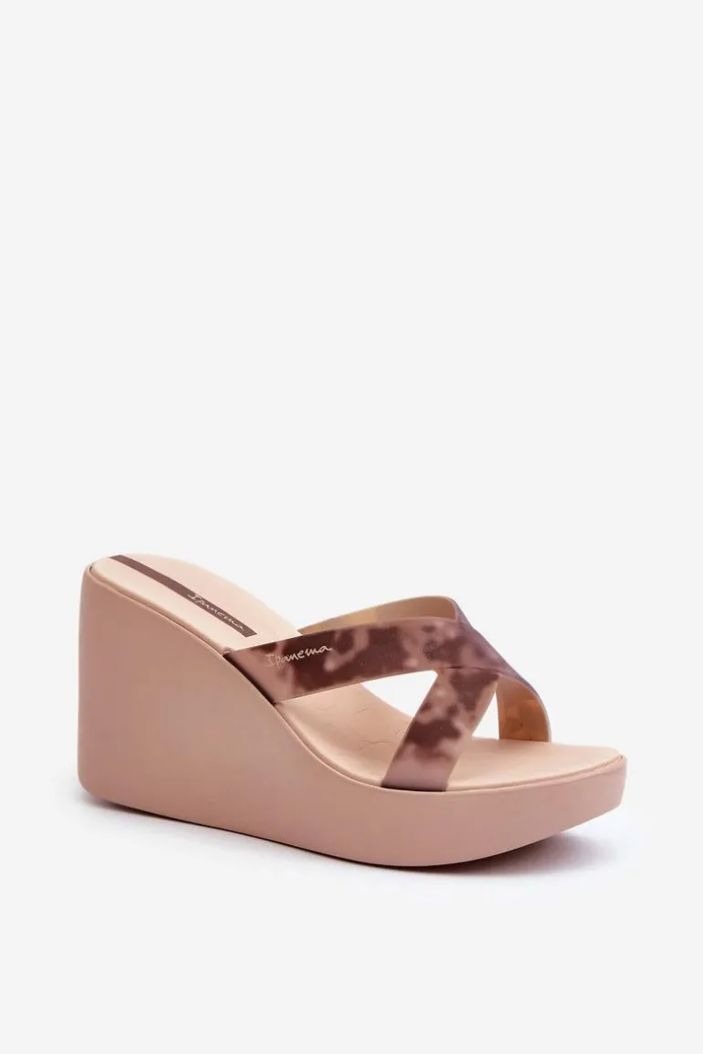 Klapki Damskie Na Koturnie 83520 Ipanema High Fashion Slide Fem Beżowe