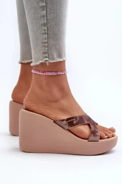 Klapki Damskie Na Koturnie 83520 Ipanema High Fashion Slide Fem Beżowe