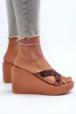 Klapki Damskie Na Koturnie 83520 Ipanema High Fashion Slide Fem Brązowe