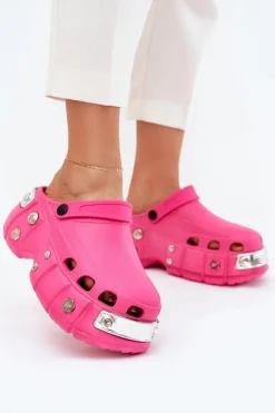 Klapki Damskie Na Masywnej Platformie Fuksja Korina
