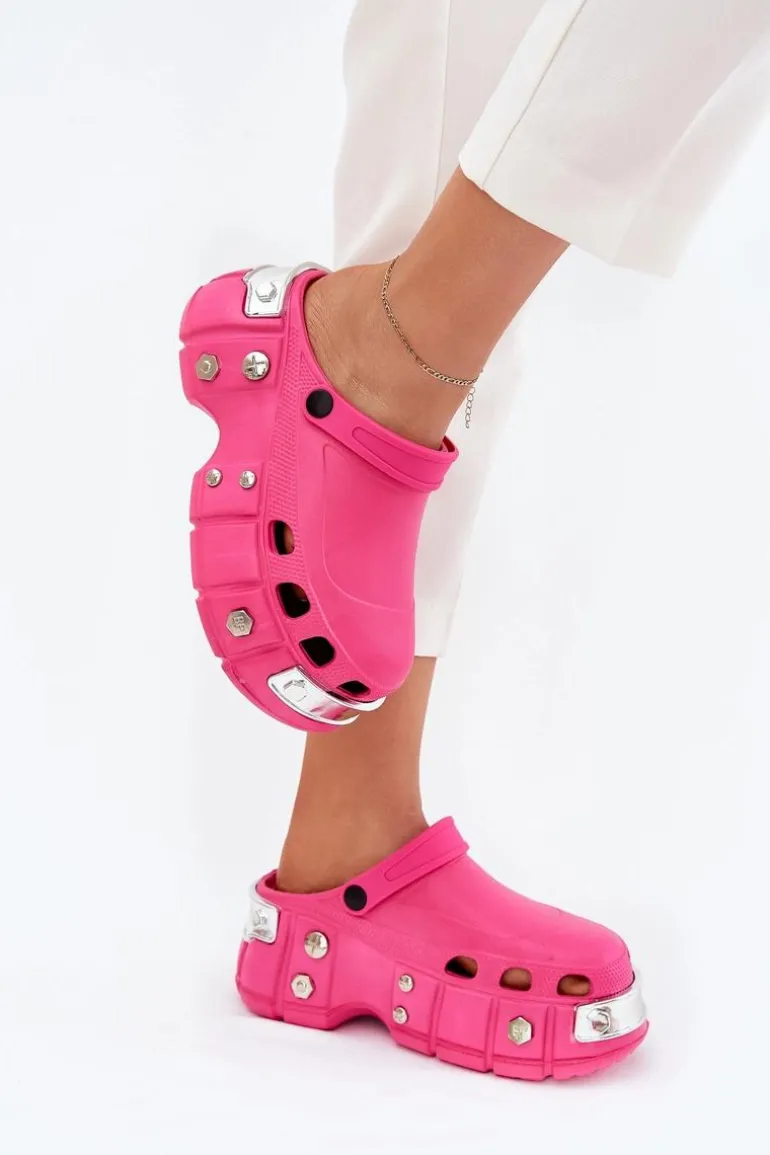 Klapki Damskie Na Masywnej Platformie Fuksja Korina