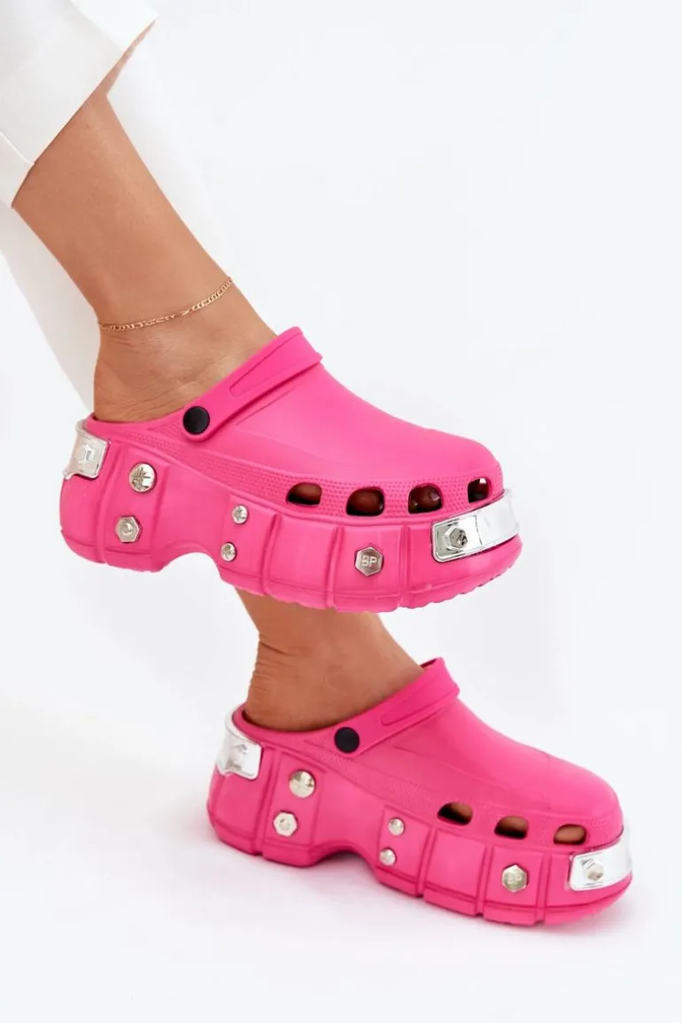 Klapki Damskie Na Masywnej Platformie Fuksja Korina