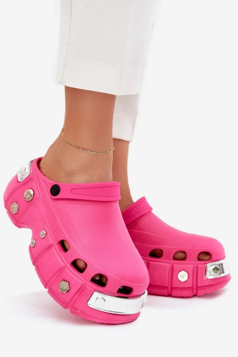 Klapki Damskie Na Masywnej Platformie Fuksja Korina