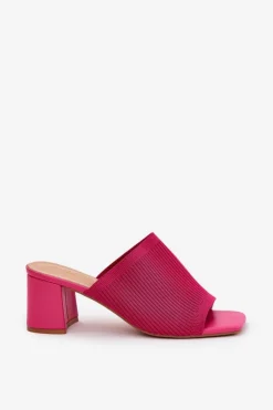 Klapki Damskie Na Obcasie Typu Słupek Fuksja Wenilan