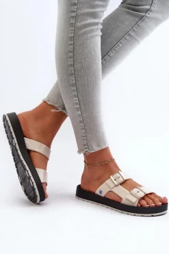 Klapki Damskie Na Płaskiej Podeszwie ZAXY LL285072 Jasnobeżowe