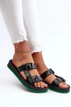 Klapki Damskie Na Płaskiej Podeszwie ZAXY LL285073 Czarne