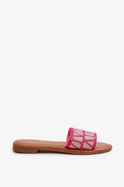 Klapki Damskie Na Płaskim Obcasie Fuksja Traivea