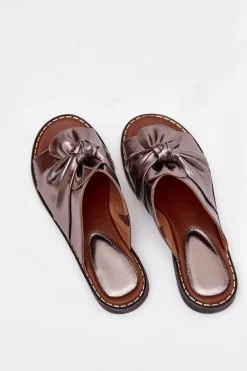 Klapki Damskie Na Płaskim Obcasie Grafitowe Nelvira