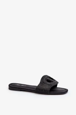 Klapki Damskie Na Płaskim Obcasie Czarne Dimrose