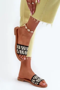 Klapki Damskie Na Płaskim Obcasie Czarne Traivea