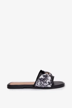 Klapki Damskie Na Płaskim Obcasie Z Kokardą Czarne Avenza