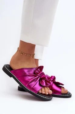 Klapki Damskie Na Płaskim Obcasie Fuksja Nelvira
