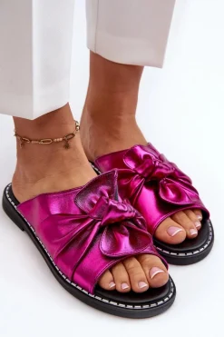 Klapki Damskie Na Płaskim Obcasie Fuksja Nelvira