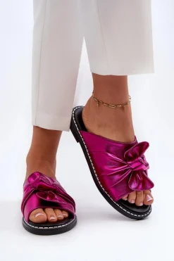 Klapki Damskie Na Płaskim Obcasie Fuksja Nelvira