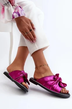 Klapki Damskie Na Płaskim Obcasie Fuksja Nelvira