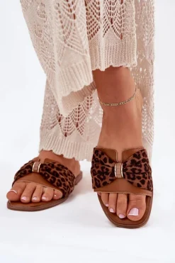 Klapki Damskie Na Płaskim Obcasie Z Kokardą Camel Avenza