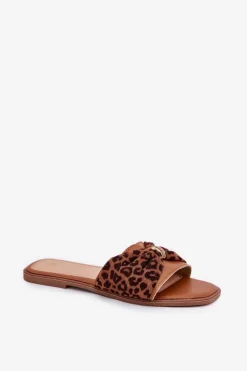 Klapki Damskie Na Płaskim Obcasie Z Kokardą Camel Avenza