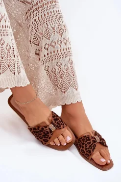 Klapki Damskie Na Płaskim Obcasie Z Kokardą Camel Avenza