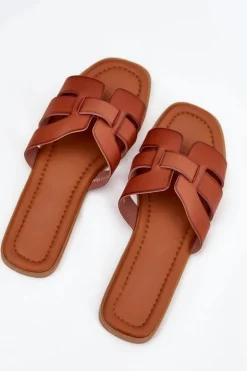 Klapki Damskie Na Płaskim Obcasie Camel Mirona