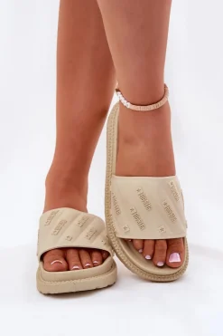 Klapki Damskie Na Platformie Big Star RR274A542 Beżowe