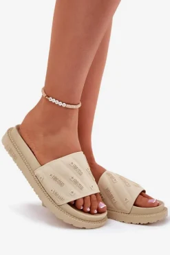 Klapki Damskie Na Platformie Big Star RR274A542 Beżowe