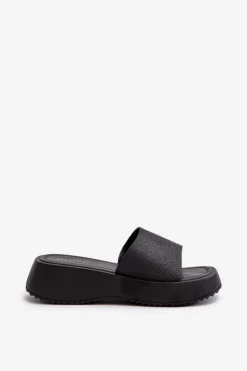 Klapki Damskie Na Platformie I Koturnie Czarne Vimarils