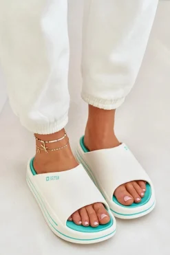 Klapki Damskie Na Platformie Big Star NN274A038 Biało-Miętowe