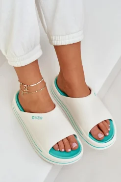 Klapki Damskie Na Platformie Big Star NN274A038 Biało-Miętowe