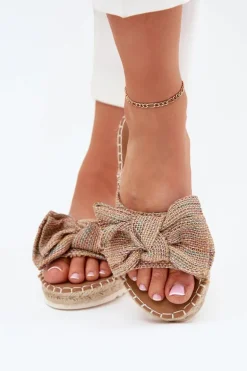 Klapki Damskie Na Platformie Z Plecionką I Kokardką Multikolor Alpireda