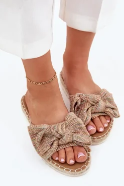 Klapki Damskie Na Platformie Z Plecionką I Kokardką Multikolor Alpireda