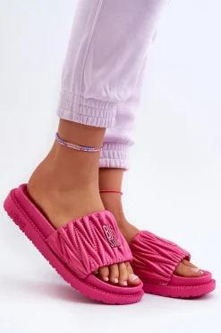 Klapki Damskie Na Platformie Big Star NN274A749 Fuksja