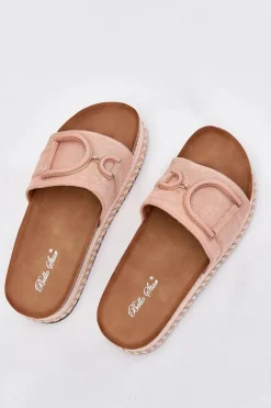 Klapki Damskie Na Platformie Z Ozdobą Różowe Daphira