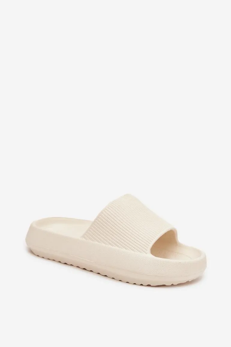 Klapki Damskie Na Platformie Z Wycięciem Ecru Ameira