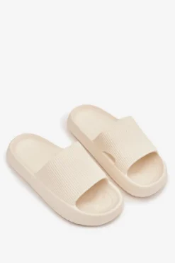 Klapki Damskie Na Platformie Z Wycięciem Ecru Ameira