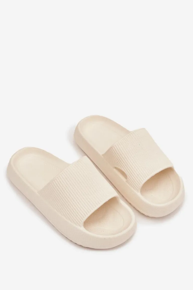 Klapki Damskie Na Platformie Z Wycięciem Ecru Ameira