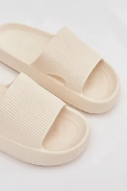 Klapki Damskie Na Platformie Z Wycięciem Ecru Ameira