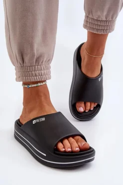 Klapki Damskie Na Platformie Big Star NN274A037 Czarne