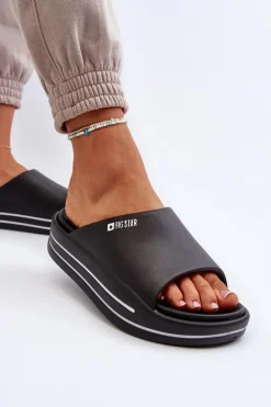 Klapki Damskie Na Platformie Big Star NN274A037 Czarne