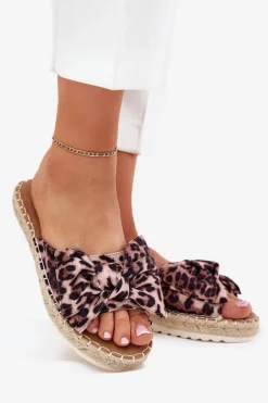 Klapki Damskie Na Platformie Z Plecionką I Kokardką Panterka Alpireda