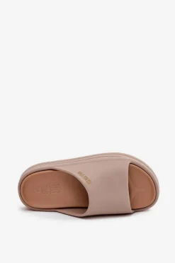 Klapki Damskie Na Platformie Big Star SS274424 Ciemnobeżowe