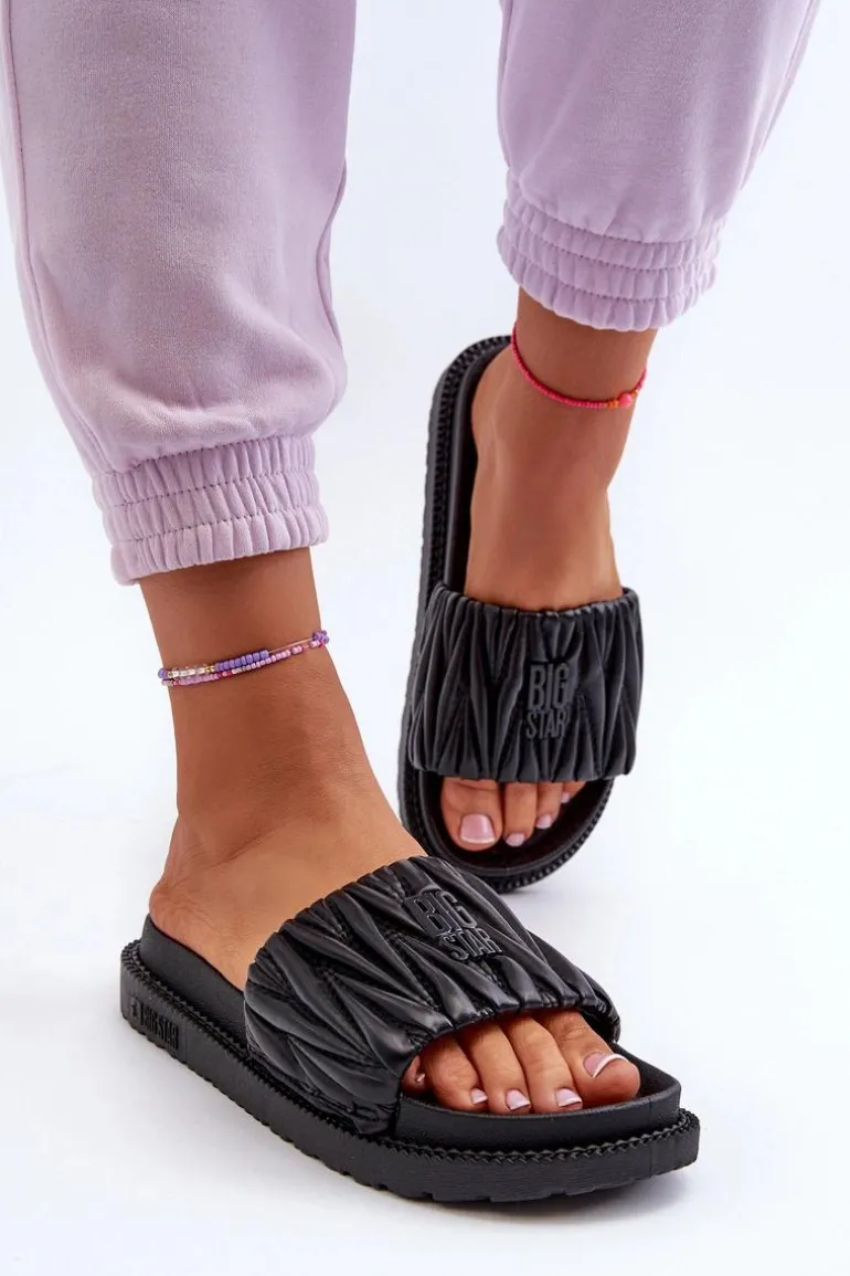 Klapki Damskie Na Platformie Big Star NN274A745 Czarne